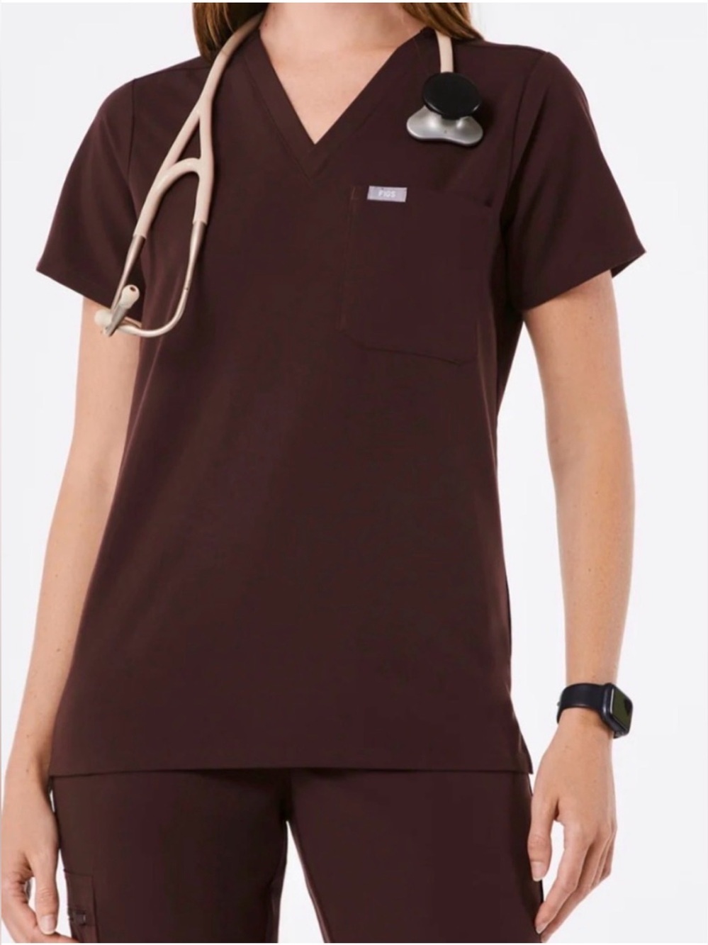 RARE Figs Espresso Catarina Scrub Top Size Small EUC